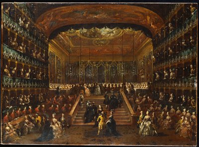 Vacsora és bál a Teatro San Benedetto Venice-ben, a Conti Del Nord tiszteletére, 1782. január 22. alkotó: Francesco Guardi