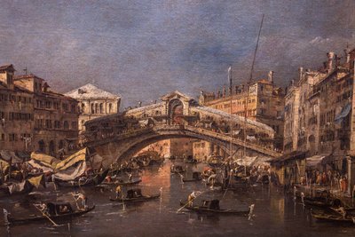 A velencei Rialto-híd,1760 (olaj, vászon) alkotó: Francesco Guardi