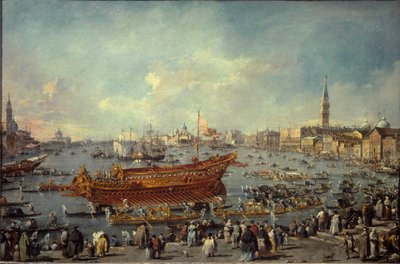 A Bucentaur indulása a velencei Lidóba a mennybemeneteli ünnepségre (olaj, vászon alkotó: Francesco Guardi