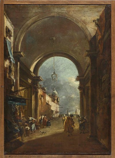 Kilátás egy kapun át alkotó: Francesco Guardi