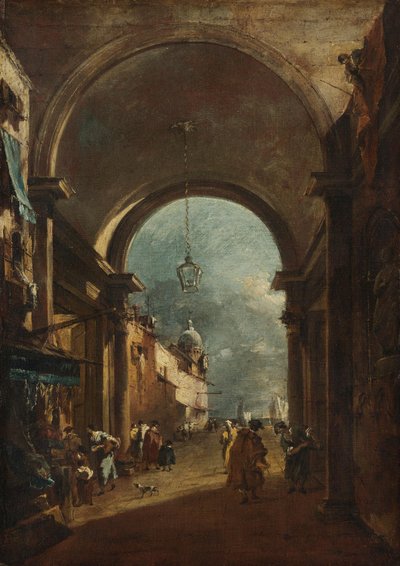 Kilátás egy kapun át alkotó: Francesco Guardi
