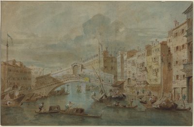 Kilátás a Rialto hídra, Velence alkotó: Francesco Guardi