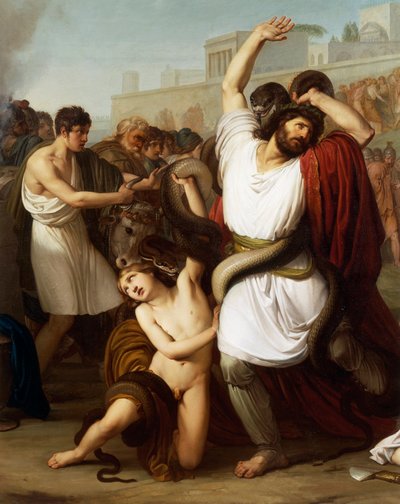 Olaszország, Milánó, Laocoon trójai pap festménye, részlet alkotó: Francesco Hayez