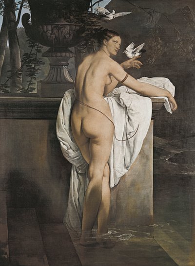 Carlotta Chabert balerina portréja, aki galambokkal játszik alkotó: Francesco Hayez