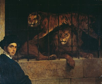 Önarckép tigrissel és oroszlánnal, Francesco Hayez alkotó: Francesco Hayez