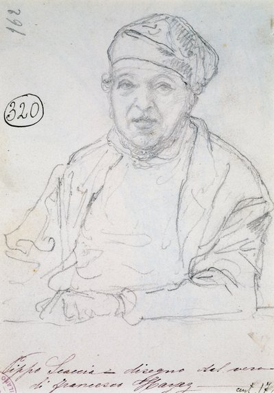 Tanulmány sógora, Pippo Scaccia portréjához alkotó: Francesco Hayez