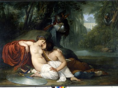 Renaud és Armide szerelme Torquato Tasso (a bögre néven ismert) „La Jerusalem delivree” (La gerusalemme liberata) jelenetének illusztrációja. Az elbűvölő Armide, amelyet nagyon szimbolikus Amours seduit vesz körül varázstükörének, Re lovagnak a segítségéve alkotó: Francesco Hayez