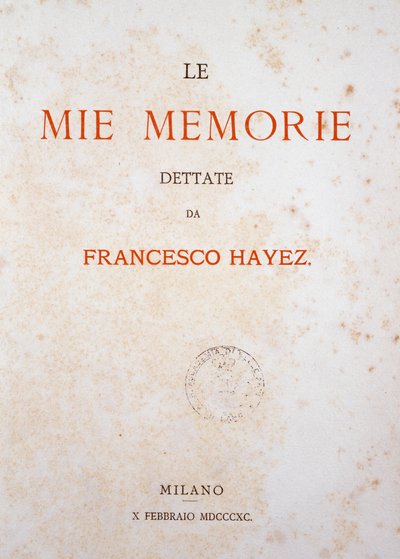 Emlékeim címlapja alkotó: Francesco Hayez