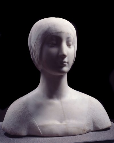 Beatrice d"Aragon nevű fiatal nő mellszobra. Francesco da Lauranának tulajdonított márványszobor alkotó: Francesco Laurana