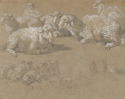 Fekvő bárány a tájon, 1759-82. alkotó: Francesco Londonio