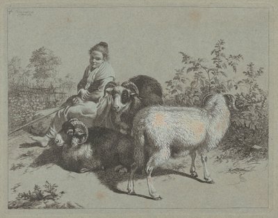 Ülő pásztorlány három kossal, 1762. alkotó: Francesco Londonio