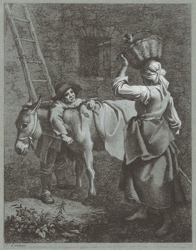 Pásztorfiú beszél egy tanyasi lánnyal, 1764. alkotó: Francesco Londonio