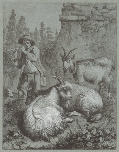 Pásztor furulyázik kecskékkel, 1764. alkotó: Francesco Londonio