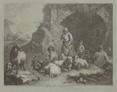 Nő, pásztorfiúk és juhok egy boltív közelében, 17591782. alkotó: Francesco Londonio