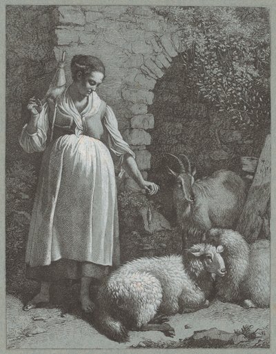 Fonalat fonó nő egy ívnél, 1764. alkotó: Francesco Londonio