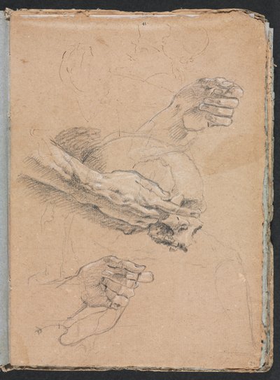 Verona vázlatfüzet: A kezek és a koponya tanulmányozása, 21. oldal, 1760. alkotó: Francesco Lorenzi