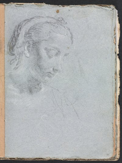 Verona vázlatfüzet: Egy nő feje és válla 61. oldal, 1760. alkotó: Francesco Lorenzi