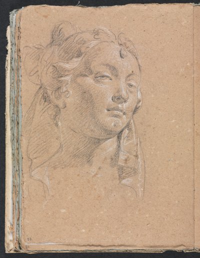 Verona vázlatfüzet: Egy nő feje 58. oldal, 1760. alkotó: Francesco Lorenzi