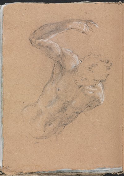 Verona vázlatfüzet: Férfi akt felemelt jobb karral, 32. oldal, 1760. alkotó: Francesco Lorenzi