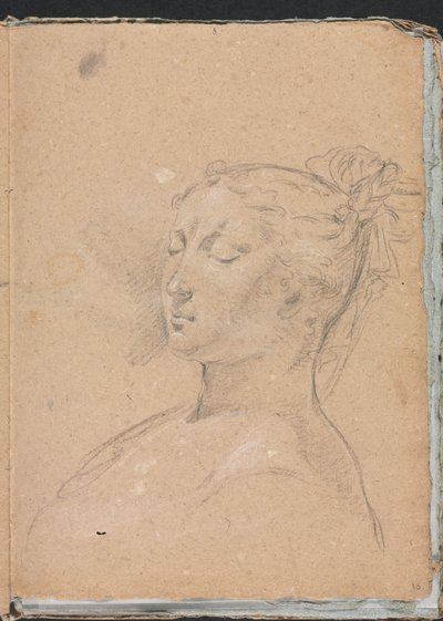 Verona vázlatfüzet: Csukott szemű nő, 1760. 15. oldal. alkotó: Francesco Lorenzi