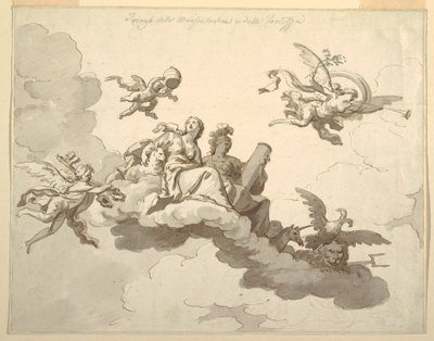 Rajz, Tervezés egy festett mennyezethez: 1780 körül. alkotó: Francesco Manno