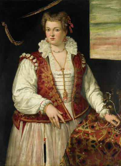 Egy nő portréja mókussal alkotó: Francesco Montemezzano (attributed to)