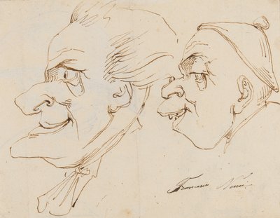 Karikatúrák oldala (ceruza, toll és tinta papíron) alkotó: Francesco Nenci