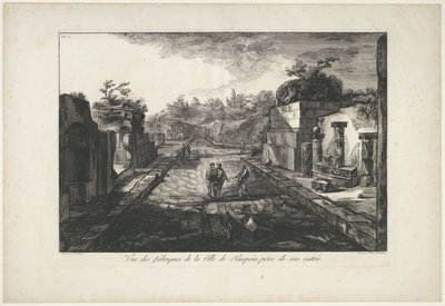 Gezicht op Pompeii romjai Kilátás Pompeia város gyáraira, a bejárattól (cím a tárgyon) alkotó: Francesco Piranesi