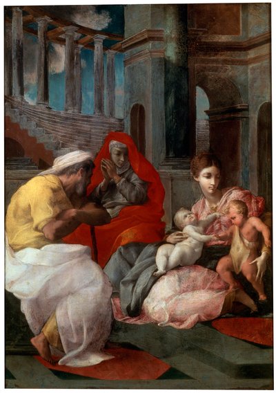 A Szent Család Keresztelő Jánossal és Szent Erzsébettel, 1541 alkotó: Francesco Primaticcio