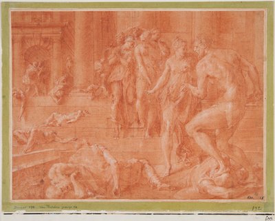Odysseus befiehlt die Tötung von Penelopes Dienern alkotó: Francesco Primaticcio