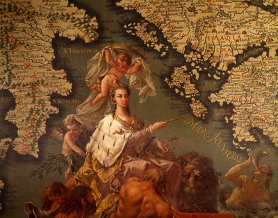 Velence, a Földközi-tenger királynője, Giambattista Ramusio (1485-1557) és Francesco Grisellini (1717-1787), Térképszoba vagy Scudo szoba, Dózse-palota, Velence (UNESCO Világörökségi Lista) alkotó: Francesco and Ramusio Giovan Battista Grisellini
