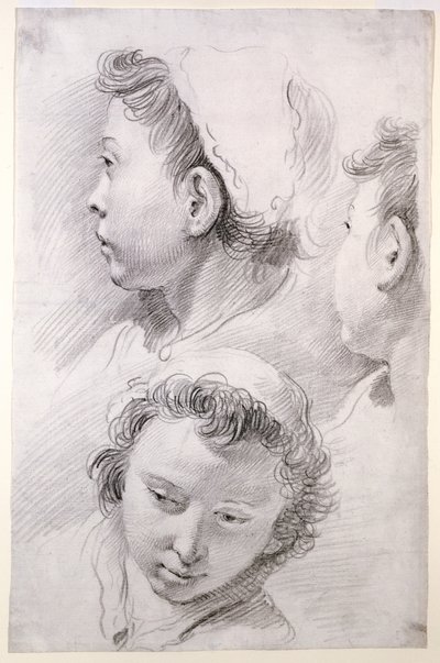 Három tanulmány egy fiatal fejéről alkotó: Francesco Salvator Fontebasso