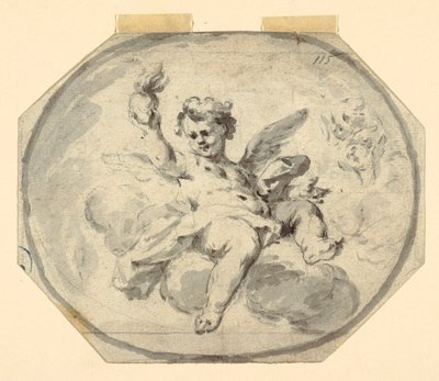 Rajz, Tervezet egy festett mennyezethez, 1770-1800 alkotó: Francesco Saverio Mergolo