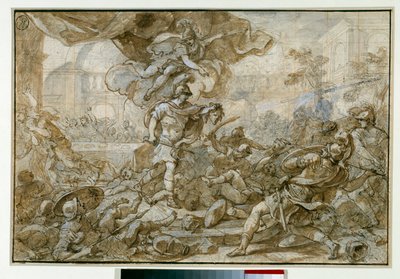 Mitológia: "" A meduse fejének Persee fegyvere kővé változik Phinee-vé és katonáivá"" Francesco Solimena rajza dit l"Ciccio abbát vagy l"Ciccio abbé alkotó: Francesco Solimena