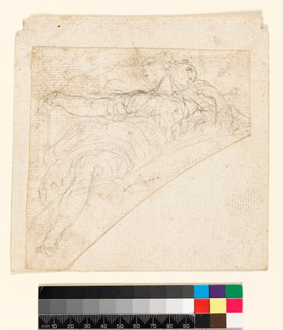 Recto: Tanulmány egy női alakhoz spanrelben. Verso: Rajz a papír hátoldalára, 1747 előtt alkotó: Francesco Solimena
