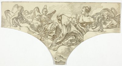 Párkánydíszítés a remény és az egyetértés ülő allegorikus alakjaival alkotó: Francesco Solimena