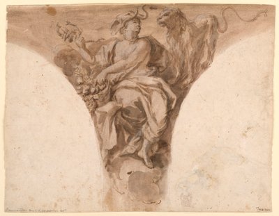 Rajz, Afrika, A római Szent Péter templom keresztelő előcsarnokának függőoszlopának terve, 1713-26 alkotó: Francesco Trevisani