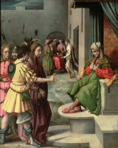 Krisztus Kajafás előtt alkotó: Francesco Ubertini Bacchiacca