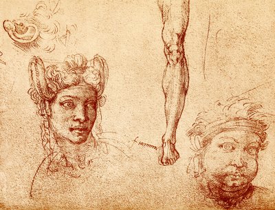 Fej- és lábtanulmányok alkotó: Francesco Ubertini Bacchiacca