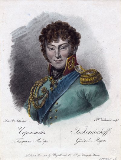 Alekszandr Ivanovics Csernisov gróf portréja (Alexandre Ivanovics Tchernychev herceg vagy Csernyicsov vagy Csernyicsev herceg) (1786-1857) - Vendramini, Francesco (1780-1856) - 1813 - Rézkarc, akvarell - 24,2x18,2 alkotó: Francesco Vendramini