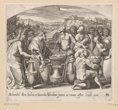 Ábrahám találkozása Melkisédekkel Festmények Raphael loggiájában (sorozat címe) La Sacra Genesi (sorozat címe) alkotó: Francesco Villamena