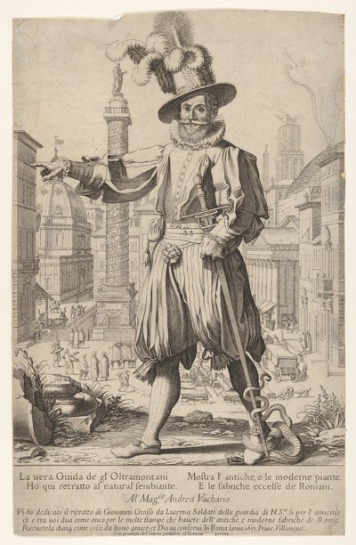 Giovanni Alto Johann Alten, Ioannes Altus a római Quirinal-dombon áll, vele... alkotó: Francesco Villamena