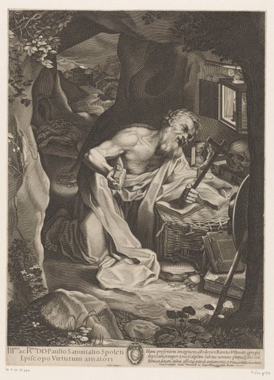 Szent Jeromos a vadonban alkotó: Francesco Villamena