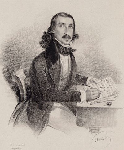 Giacinto Marras énekes és zeneszerző portréja 1810-1883, 1840. alkotó: Francesco Wenzel
