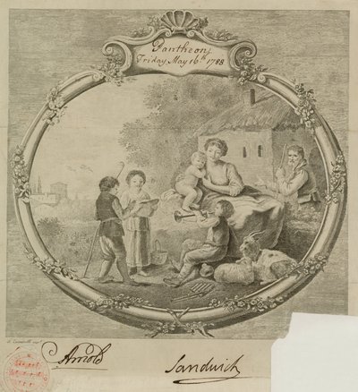 Tanyasi jelenet, éneklő és hangszeren játszó gyerekekkel alkotó: Francesco Zuccarelli