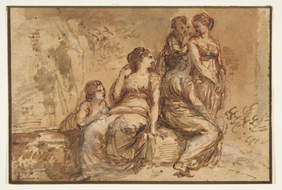 Fünf junge Frauen in einer Landschaft alkotó: Francesco Zuccarelli