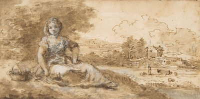 Ülő lány a tájban, 1702-88. alkotó: Francesco Zuccarelli