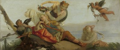 Armida virágokkal koronázott alvó Rinaldo (korábbi nevén Sleeping Mars) alkotó: Francesco Zugno