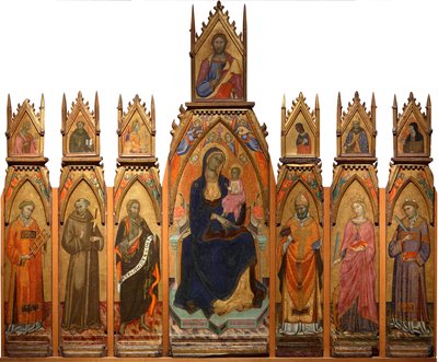 Madonna és gyermeke. Krisztus és szentek alkotó: Francesco dAntonio da Ancona