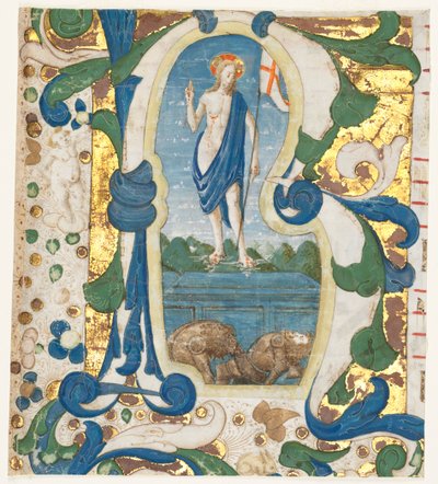 Egy antifóniából kivágott történeti kezdőbetű (R): The Resurrection alkotó: Francesco d
